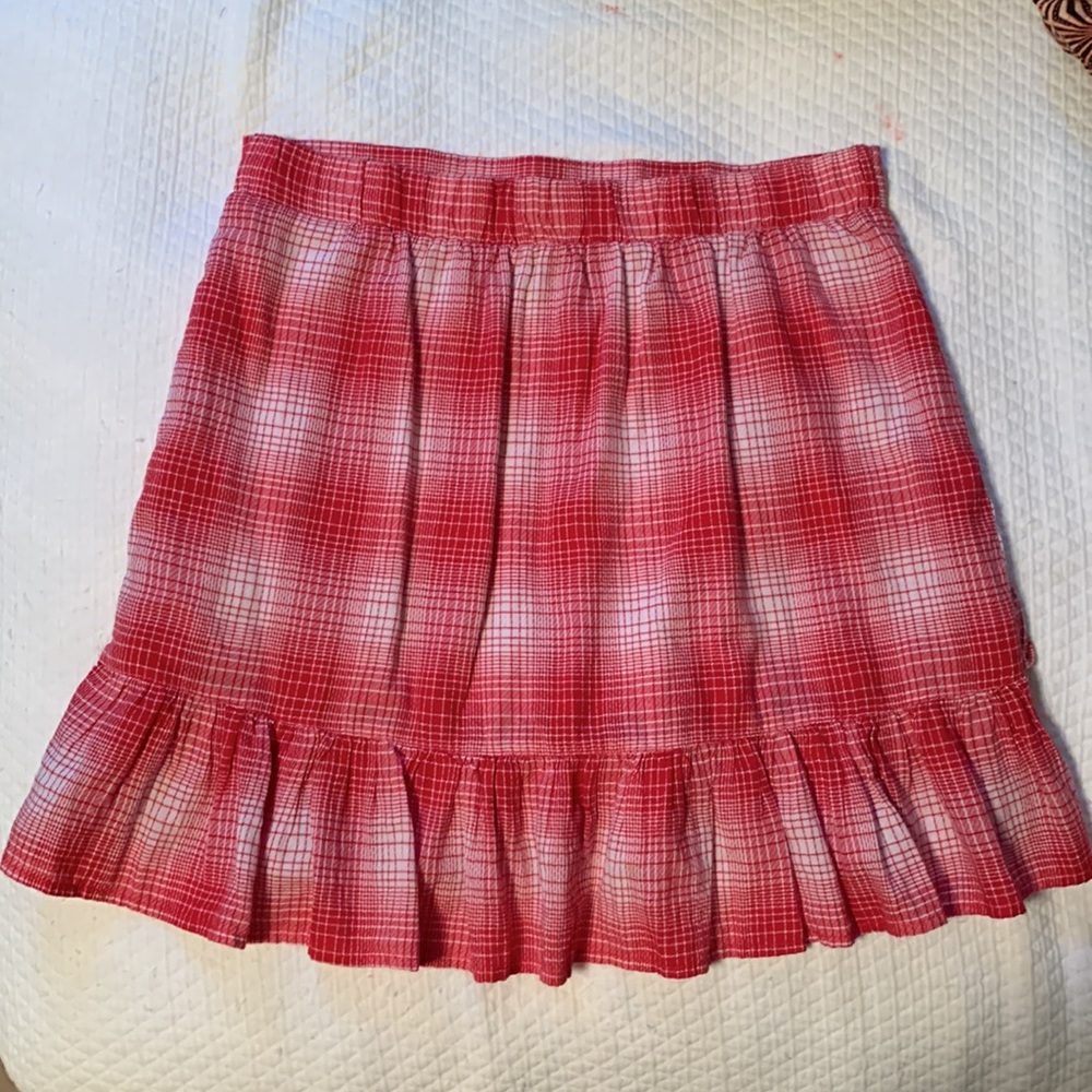 Red Plaid Ruffle Skirt - Picture 2 of 6